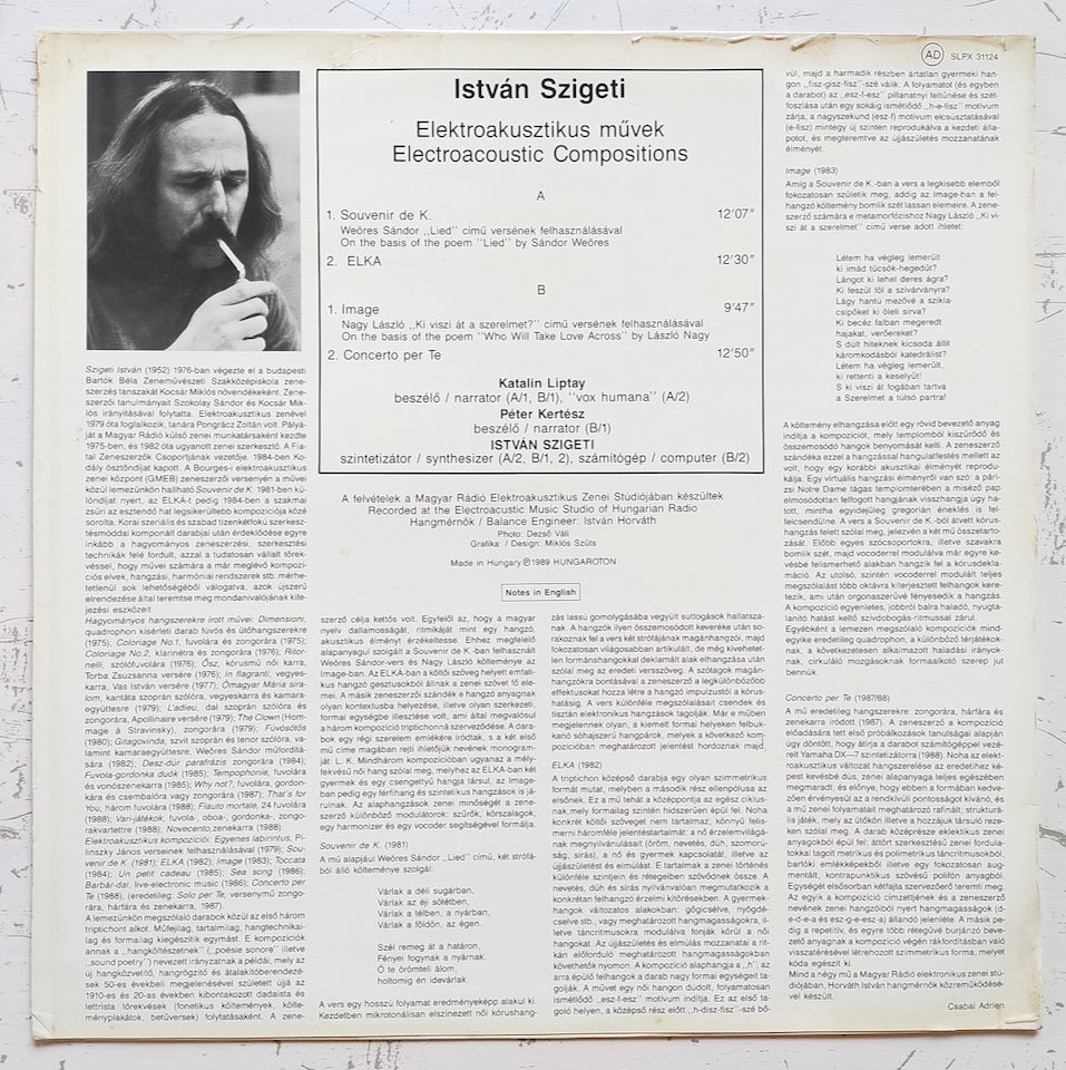 István Szigeti – Elektroakusztikus Művek - Electroacoustic Compositions (LP)