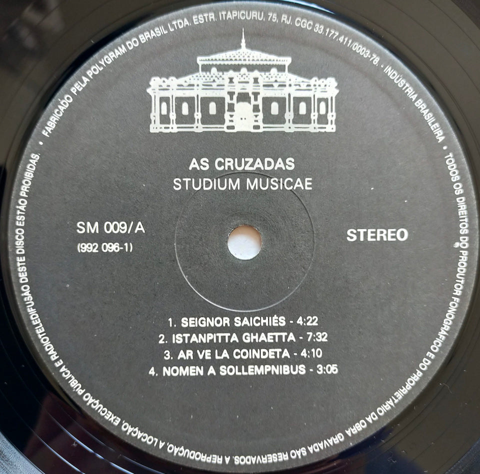 Studium Musicae – As Cruzadas, Música Vocal E Instrumental Dos Séculos XIII E XIV (LP)