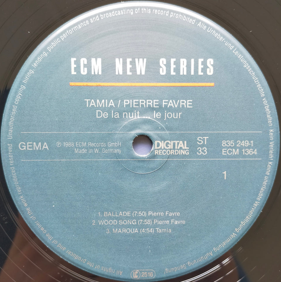 Tamia - Pierre Favre – De La Nuit... Le Jour (LP)