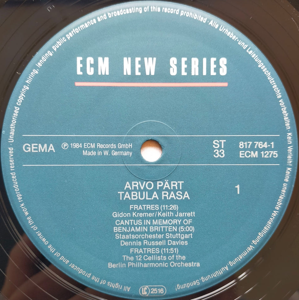Arvo Pärt – Tabula Rasa (LP)
