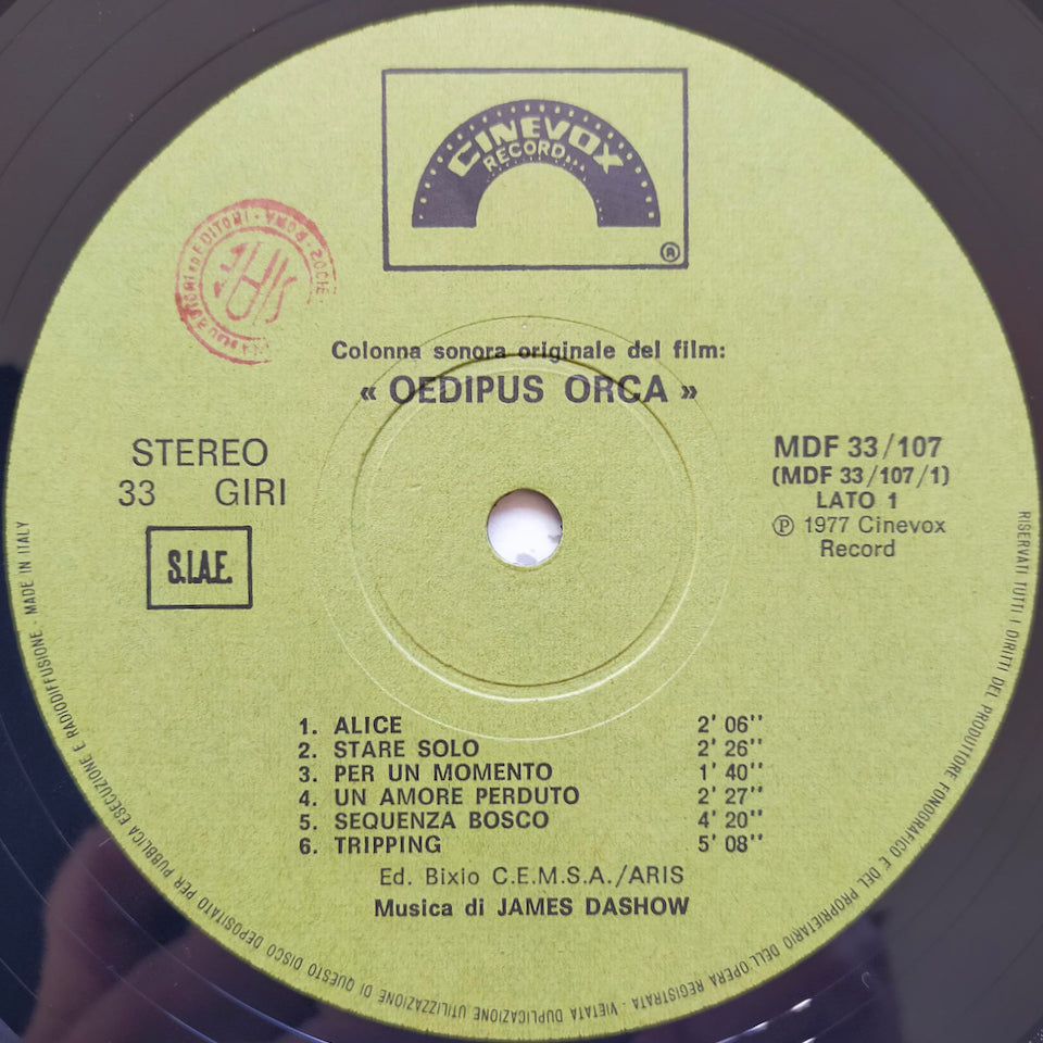 James Dashow – Oedipus Orca (Colonna Sonora Originale Del Film) (LP)