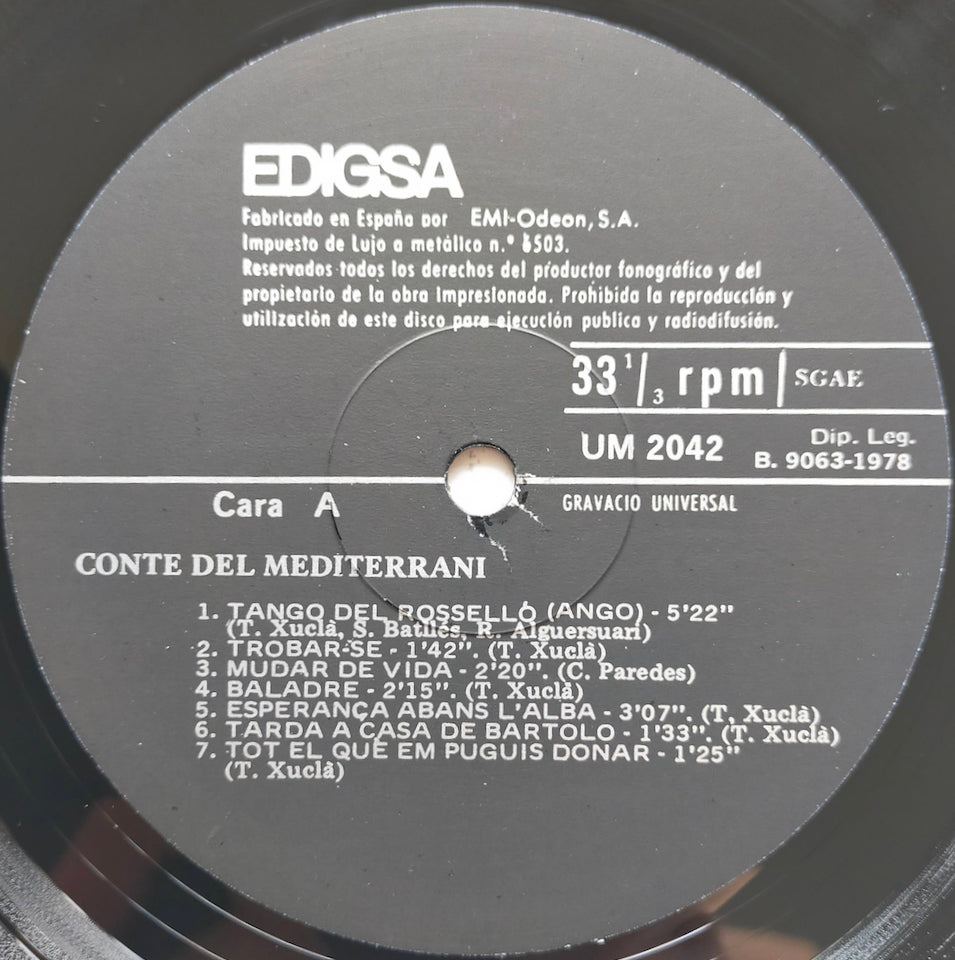 Toni Xuclà – Conte Del Mediterrani (LP)