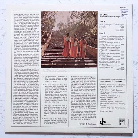 Various - Sri Lanka Musiques Rituelles Et Religieuses (LP)