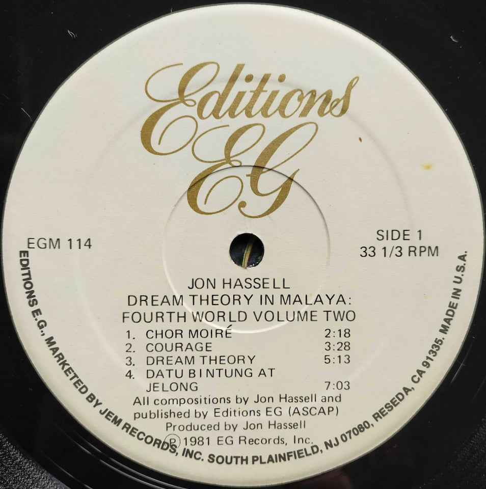 Jon Hassell - Dream Theory In Malaya (Fourth World Volume Two) (LP)