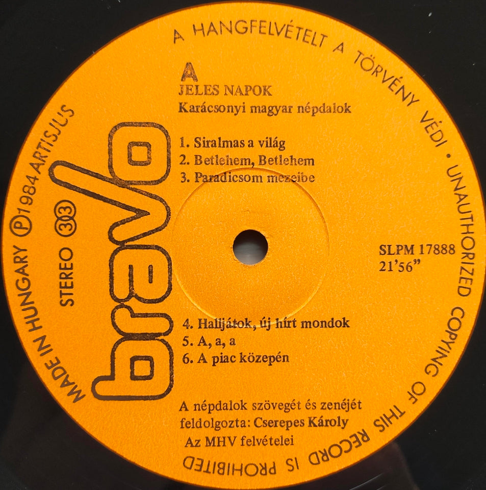 Sebestyén Márta - Szörényi Levente – Jeles Napok = High Days (Karácsonyi Magyar Népdalok = Hungarian Christmas Folk Songs) (LP)