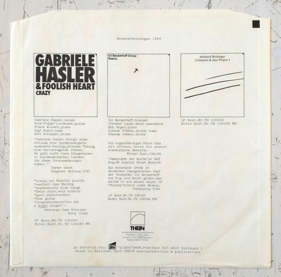 Adelhard Roidinger ‎– Computer & Jazz Project I (LP)