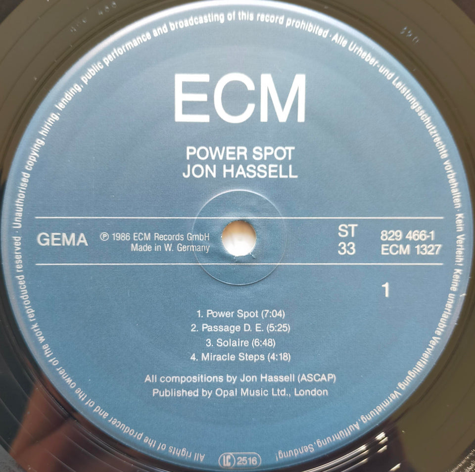 美品!! ECM 1327 JON HASSELL / POWER SPOT Jon Hassell – Power Spot (LP) – Searchin' music store