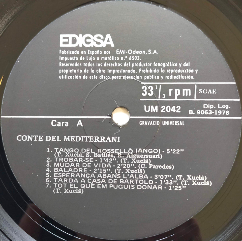 Toni Xuclà ‎– Conte Del Mediterrani (LP)