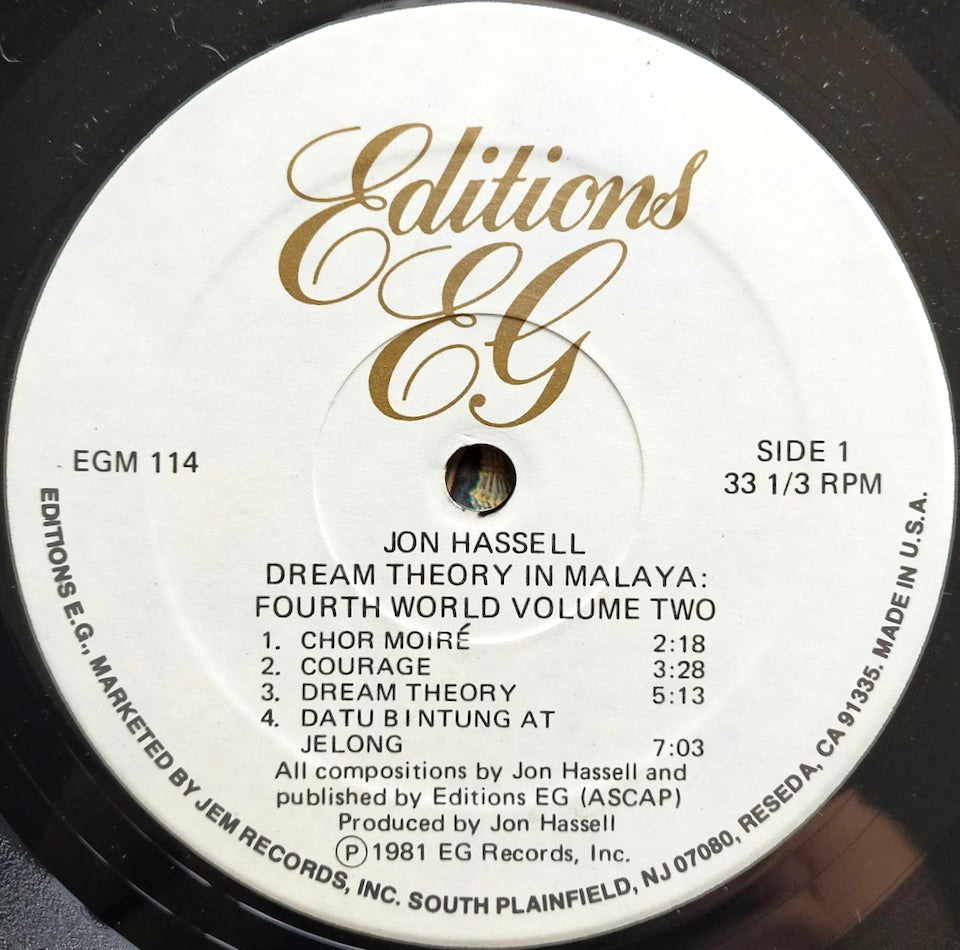 Jon Hassell – Dream Theory In Malaya (Fourth World Volume Two) (LP)